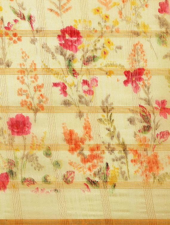 floral printed saree with blouse - 17145605 - Zoom Image - 5