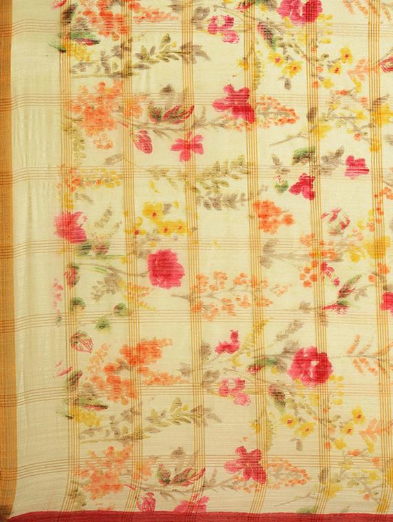 floral printed saree with blouse - 17145605 - Zoom Image - 6