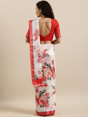 floral printed saree with blouse - 17145608 - Standard Image - 2