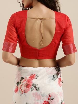 floral printed saree with blouse - 17145608 - Standard Image - 4