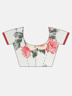 floral printed saree with blouse - 17145608 - Standard Image - 6