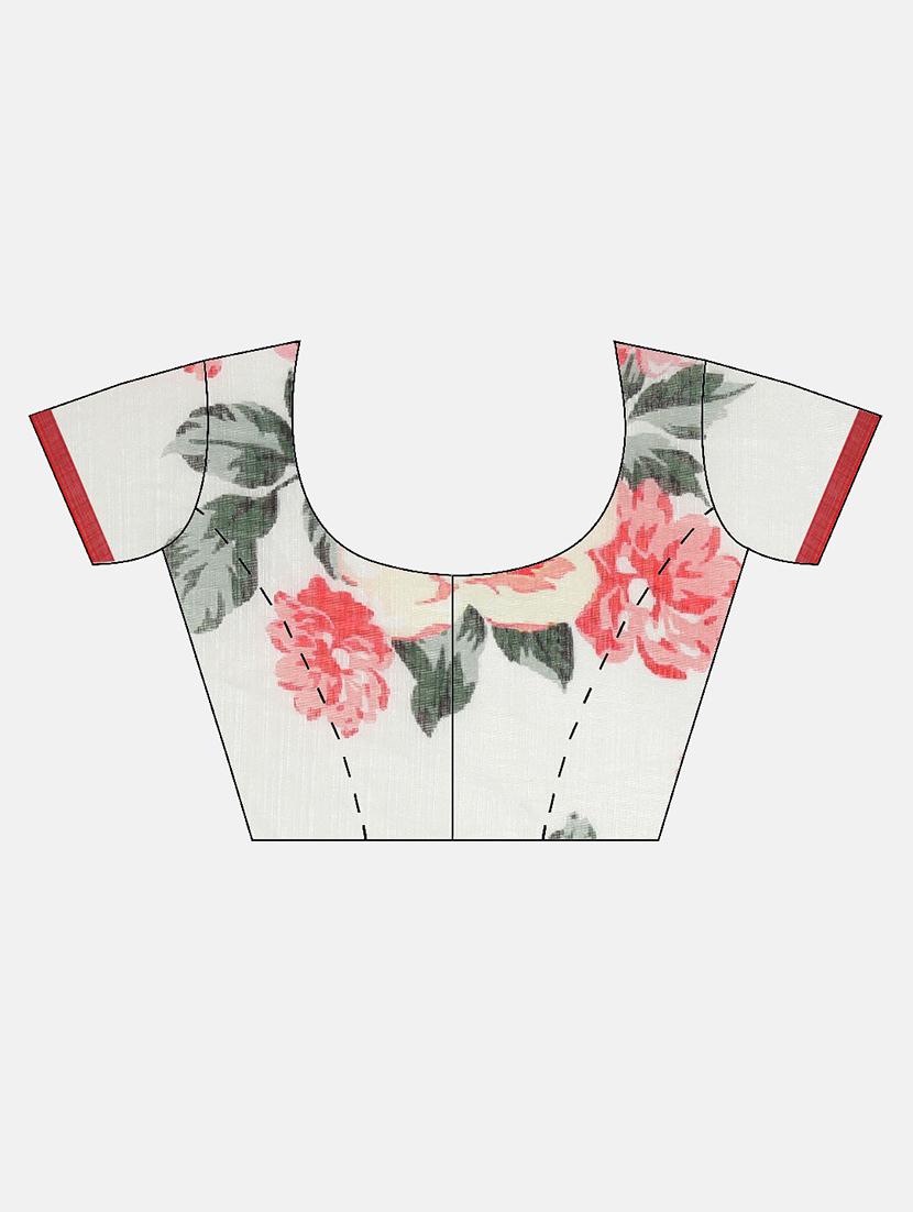 floral printed saree with blouse - 17145608 - Zoom Image - 6