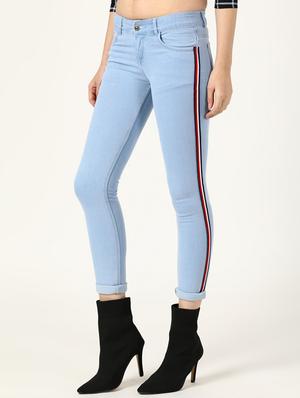 side tape mid rise jeans - 17146241 - Standard Image - 2