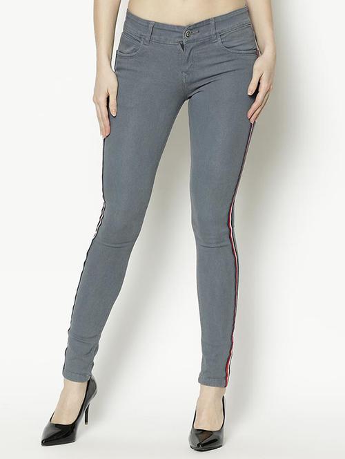 side tape mid rise jeans - 17146245 - Standard Image - 1