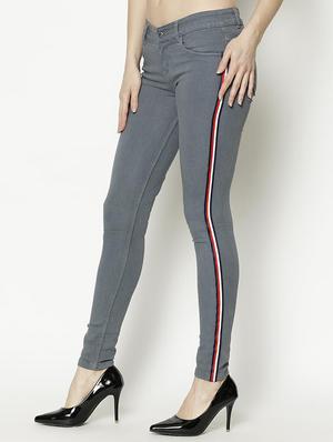 side tape mid rise jeans - 17146245 - Standard Image - 2