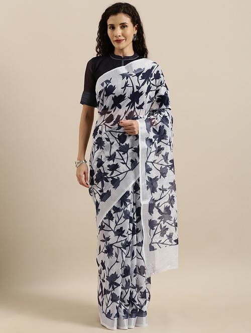 floral printed saree with blouse - 17146307 - Standard Image - 1