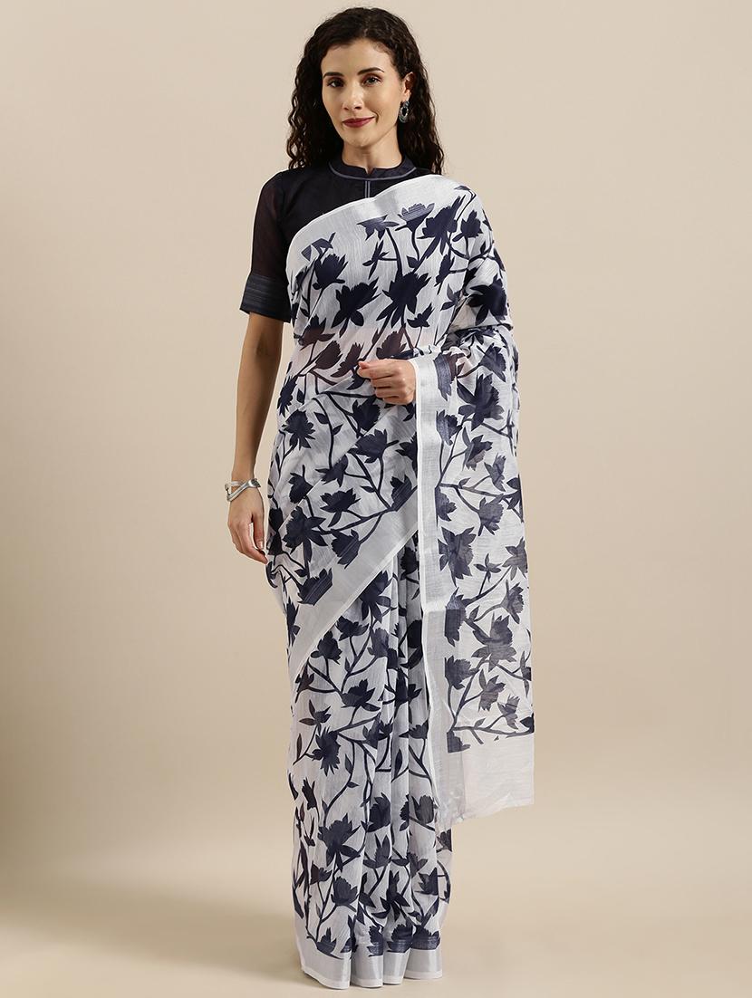 floral printed saree with blouse - 17146307 - Zoom Image - 1