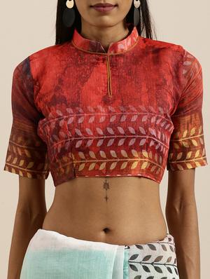 abstract printed saree with blouse - 17146326 - Standard Image - 3