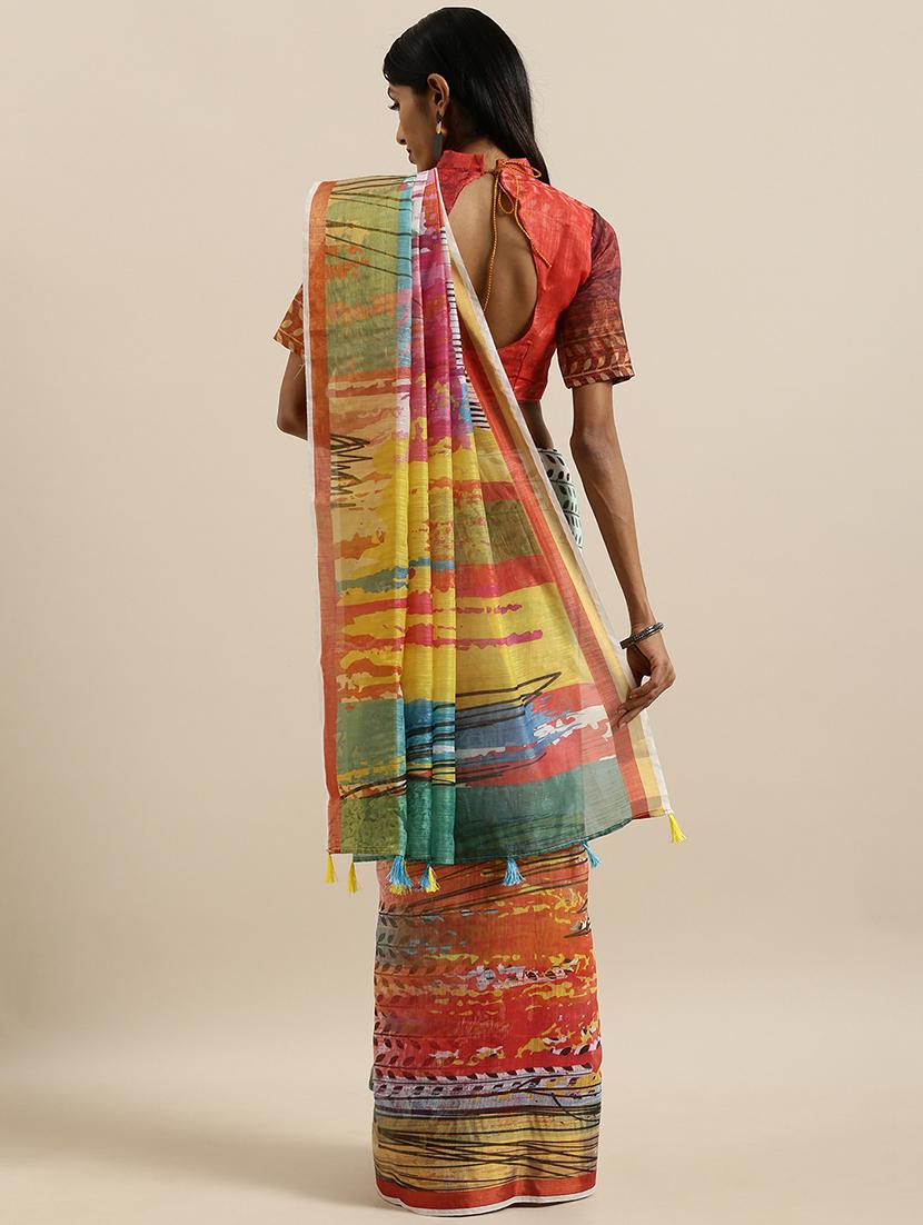 abstract printed saree with blouse - 17146326 - Zoom Image - 2