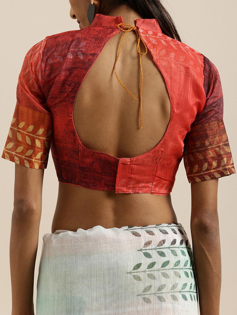 abstract printed saree with blouse - 17146326 - Zoom Image - 4