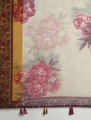 floral printed saree with blouse - 17146335 - Standard Image - 6