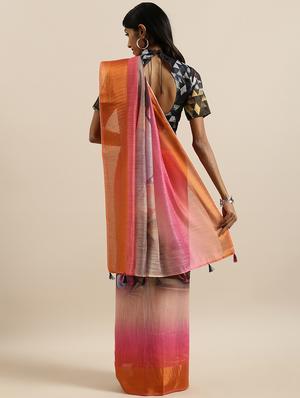 abstract printed saree with blouse - 17146336 - Standard Image - 2