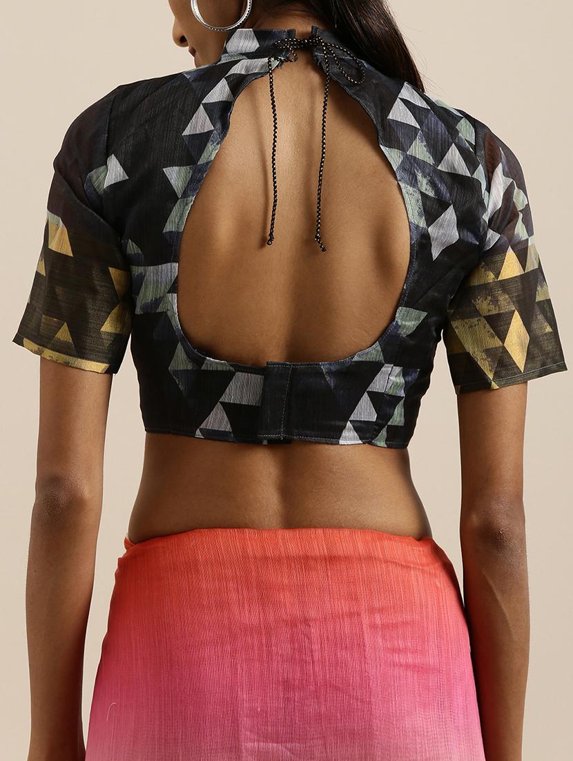 abstract printed saree with blouse - 17146336 - Zoom Image - 4
