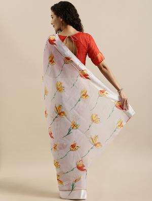 floral printed saree with blouse - 17146349 - Standard Image - 2