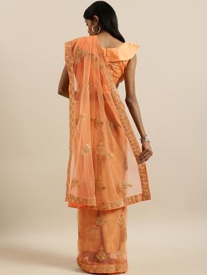 pastel embroidered saree with blouse - 17146647 - Standard Image - 2