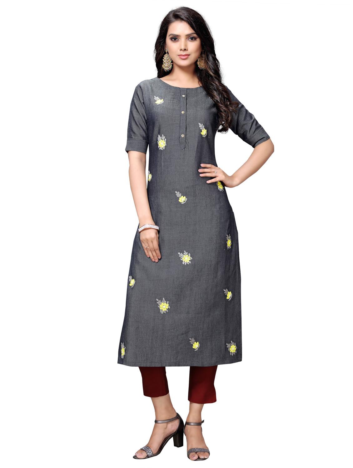 embroidered straight kurta - 17147330 - Zoom Image - 1