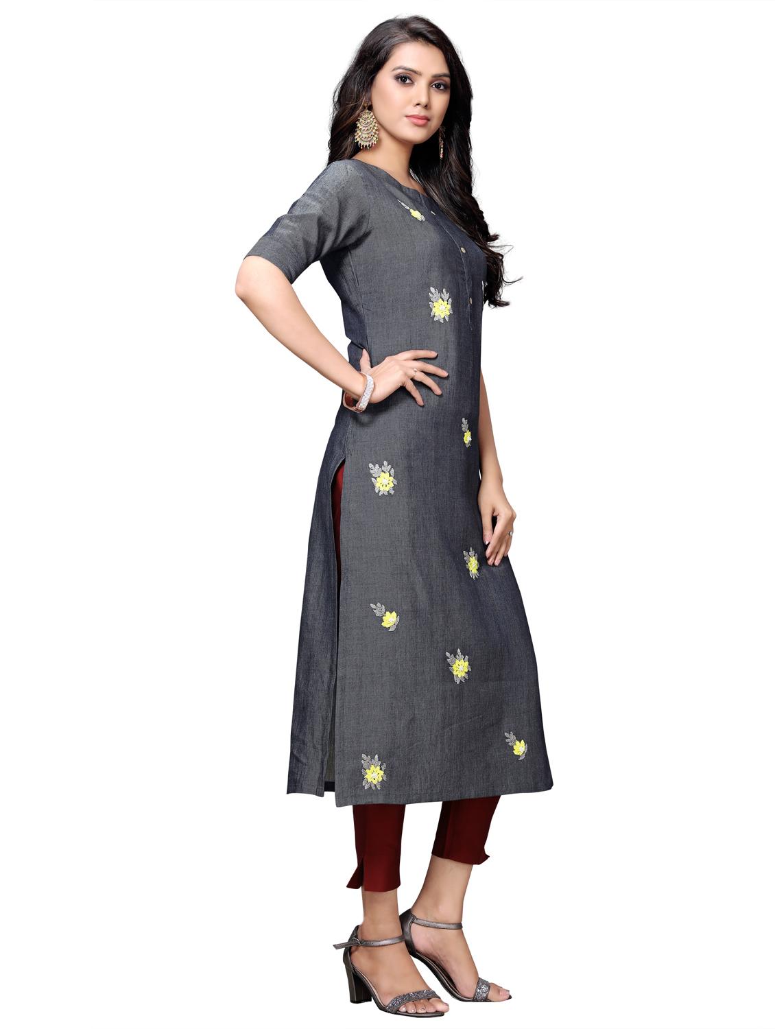 embroidered straight kurta - 17147330 - Zoom Image - 2