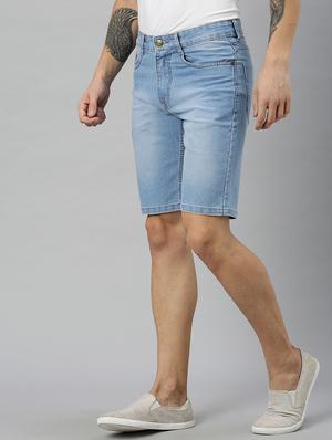 light blue washed denim shorts - 17147423 - Standard Image - 2
