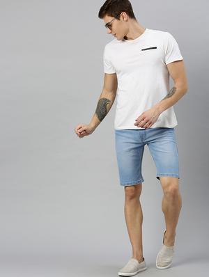 light blue washed denim shorts - 17147423 - Standard Image - 4