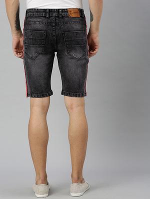 black side striped washed denim shorts - 17147424 - Standard Image - 2
