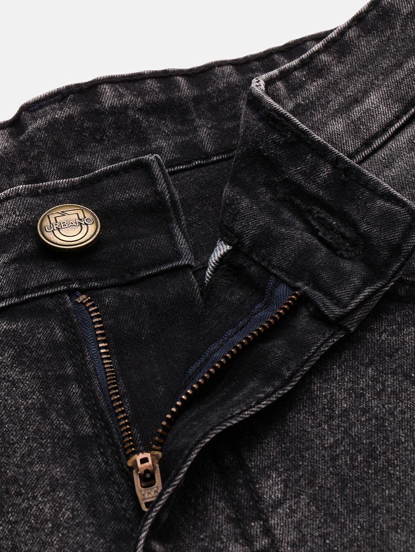 black side striped washed denim shorts - 17147424 - Zoom Image - 4