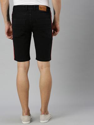 black side striped denim shorts - 17147425 - Standard Image - 2