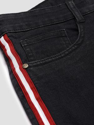 black side striped denim shorts - 17147425 - Standard Image - 5