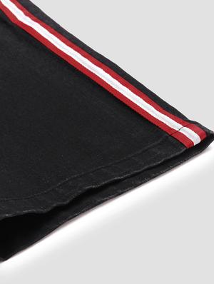 black side striped denim shorts - 17147425 - Standard Image - 6