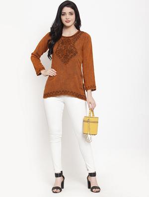 red rayon regular top - 17147485 - Standard Image - 4