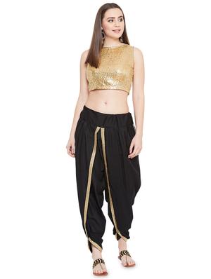 black cotton blend dhoti salwar - 17147686 - Standard Image - 4