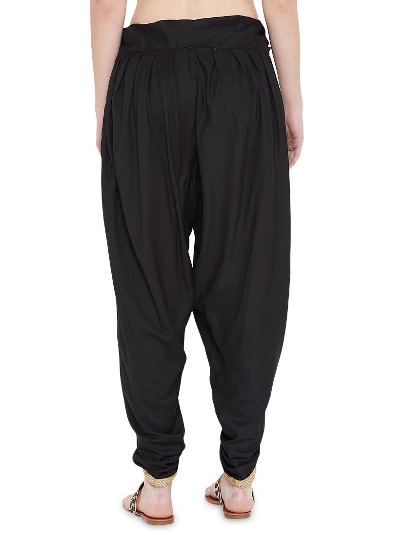 black cotton blend dhoti salwar - 17147686 - Zoom Image - 3