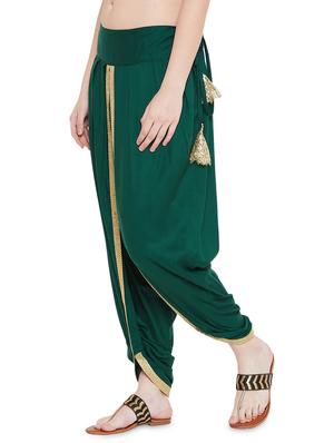 green cotton blend dhoti salwar - 17147691 - Standard Image - 2