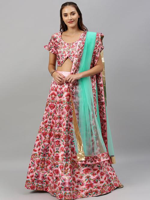 floral panelled lehenga - 17148038 - Standard Image - 1