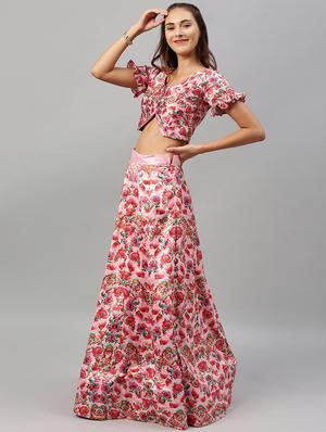 floral panelled lehenga - 17148038 - Standard Image - 2
