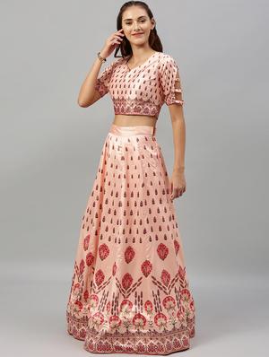 floral panelled lehenga - 17148045 - Standard Image - 2