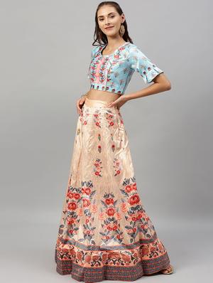 floral panelled lehenga - 17148046 - Standard Image - 2