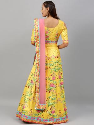 floral panelled lehenga - 17148047 - Standard Image - 3