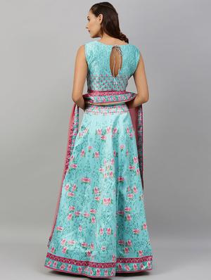 floral panelled lehenga - 17148048 - Standard Image - 3
