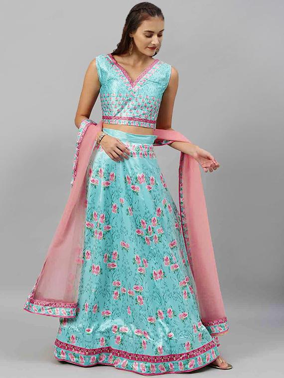 floral panelled lehenga - 17148048 - Zoom Image - 1