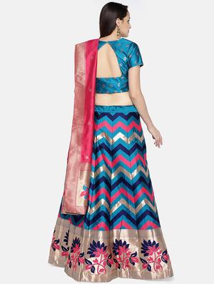 chevron panelled lehenga - 17148050 - Standard Image - 3