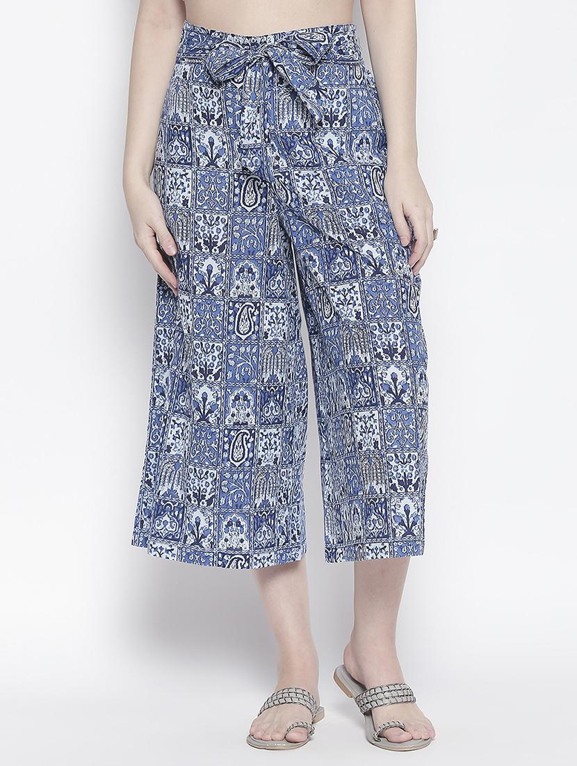 blue cotton others trousers - 17148453 - Zoom Image - 1