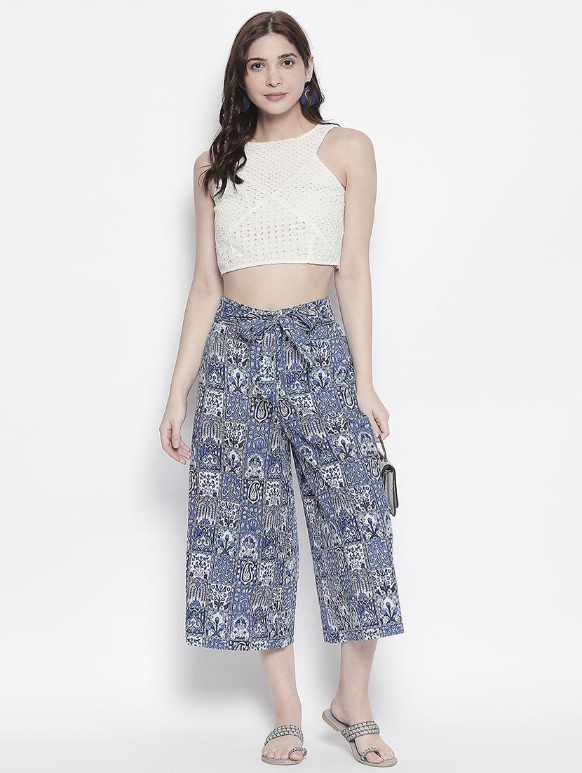 blue cotton others trousers - 17148453 - Zoom Image - 4