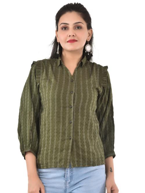 green rayon regular top - 17148578 - Very Small Image - 1