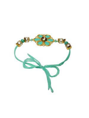 gold-plated beaded floral rakhi & lumba bracelet with bhaiya & bhabhi mugs - 17148641 - Standard Image - 4