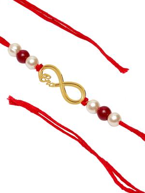 gold-plated bro rakhi with roli chawal - 17148661 - Standard Image - 2