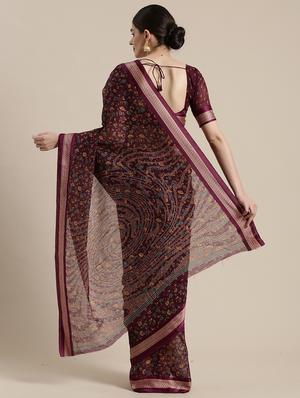 floral printed saree with blouse - 17148703 - Standard Image - 2
