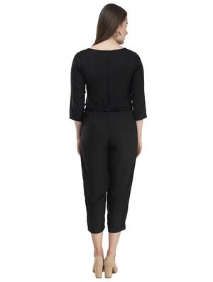 tie front solid jumpsuit - 17148882 - Standard Image - 4