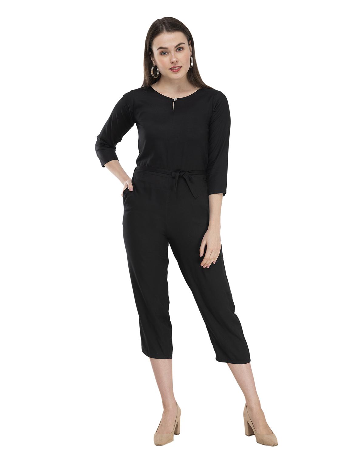 tie front solid jumpsuit - 17148882 - Zoom Image - 1