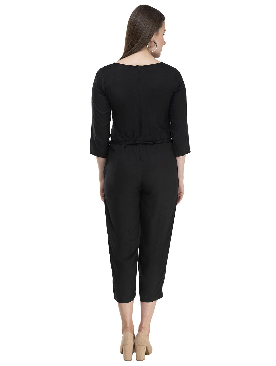 tie front solid jumpsuit - 17148882 - Zoom Image - 4