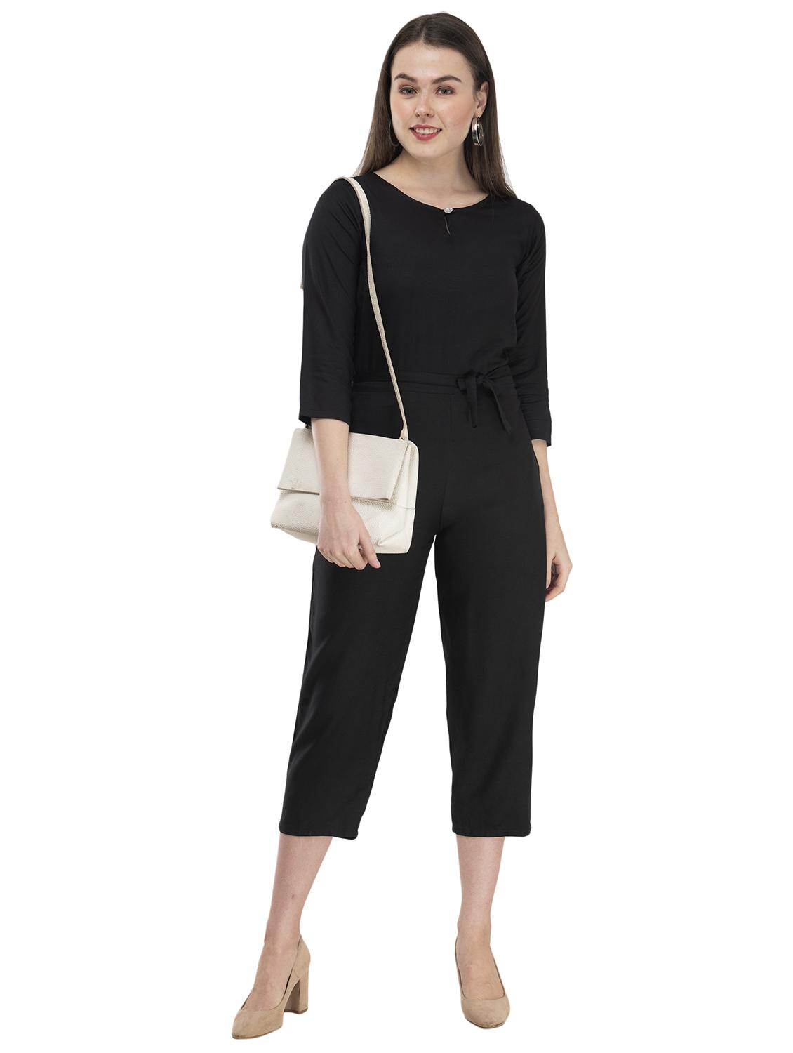 tie front solid jumpsuit - 17148882 - Zoom Image - 5